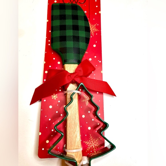 Christmas Green Black Plaid Silicone Spatula + Xmas Tree Cookie Cutter Green - Picture 3 of 8